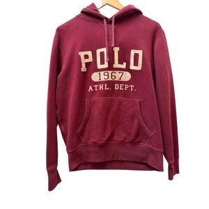 Polo Ralph Lauren Mens Burgundy 1967 Athl Dept Hoodie Sweatshirt Size S